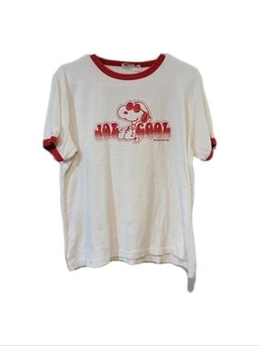 VTG 90s 80s US Women’s XL PEANUTS SNOOPY Joe Cool Ringer T Shirt Top